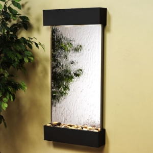 Whispering Creek Wall Fountain in Silver Mirror with Blackened Copper Frame 