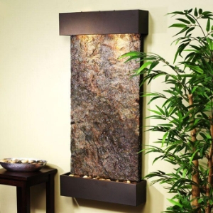 Whispering Creek Green Slate Wall Fountain - Bronze Frame 