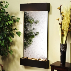Whispering Creek Wall Fountain in Silver Mirror with Bronze Frame 