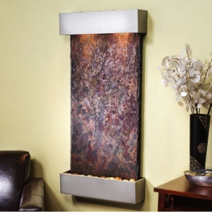 Whispering Creek Silver Metallic Frame Wall Fountain in Rajah Slate 