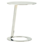 Mindy Contemporary End Table - Polished Chrome, Round Top 