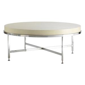 Galleria Round Cocktail Table - Stainless Steel, White on Ash 