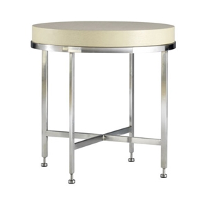 Galleria Round End Table - Stainless Steel Base, White on Ash Top 