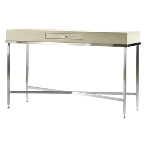 Galleria Console Table - Stainless Steel Base, White on Ash Top 