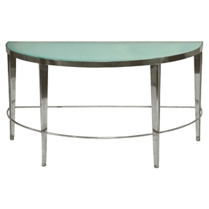 Sarah Half Moon Console Table - Polished Chrome, Frosted Glass 