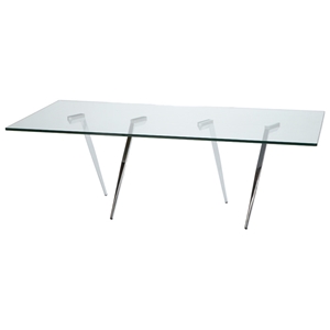 Sonya Contemporary Cocktail Table - Chrome Legs, Glass Top 