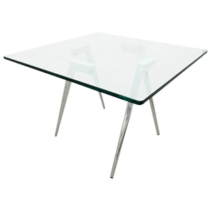 Sonya Contemporary End Table - Chrome Legs, Square Glass 