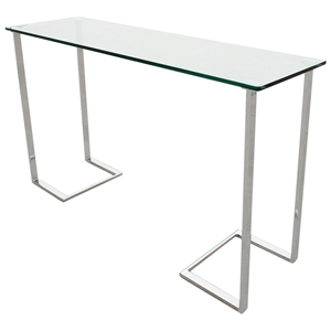 Edwin Console Table - Chrome Plated Base, Rectangular Glass Top 