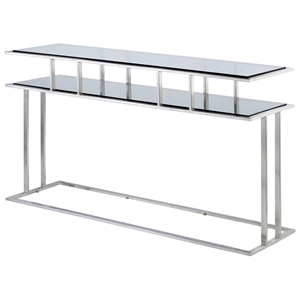 Mirage Console Table - Stainless Steel, Smoked Grey Glass 