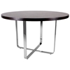 Artesia Round Dining Table - Mocha on Oak Top, Satin Nickel Base - ACD-20901-04-MO