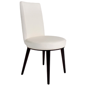 Artesia Dining Chair - White Bonded Leather, Mocha Wood Legs 