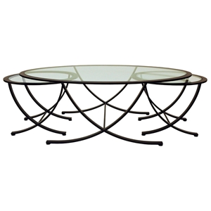 Wellington Nesting Tables Set - Oil Rubbed Bronze, Glass Inlay 