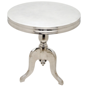 Barbados Round Top Side Table - Polished Cast Aluminum 