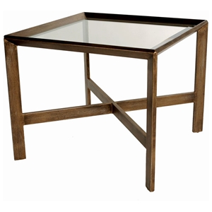 Denise Square End Table - Frisk Gold, Glass Inlay Top 