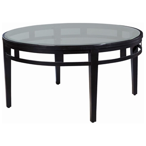 Madrid Round Cocktail Table - Glass Top, Oil Rubbed Bronze Metal 