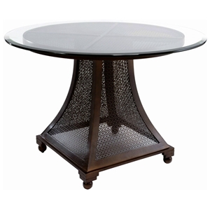 Bianca Dining Table - Meshed Metal Base, 42 Glass Round Top 