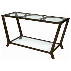 Veranda Console Table - Metallic Bronze, Glass Top & Shelf 
