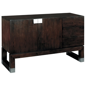 Calligraphy Wood Buffet Table - Espresso, Stainless Steel Accents 