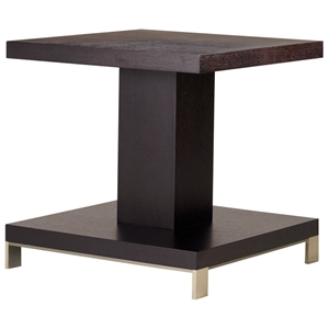 Force Square End Table - Mocha on Oak, Brushed Stainless Steel 