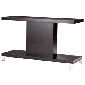 Force Console Table - Mocha on Oak, Brushed Stainless Steel 