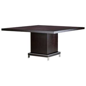 Force Square Dining Table - Mocha on Oak, Stainless Steel Accents 