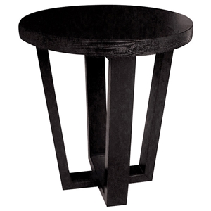 Andy Wood End Table - Black on Oak, Round Top 