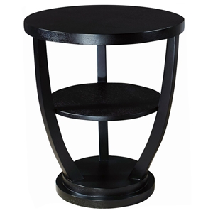 Concept Wood End Table - Black on Oak, Round Top 