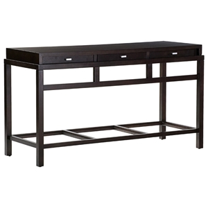 Spats Wood Console Table - Espresso, Satin Nickel Pulls, 3 Drawers 