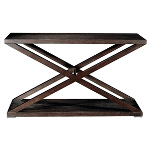 Halifax Console Table - Espresso, Brushed Stainless Steel Accents 
