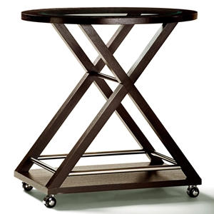 Halifax Server Cart - Espresso, Stainless Steel Accents, Casters 