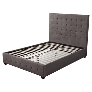 Alma Upholstered Bed - Charcoal, Tufted, Platform 