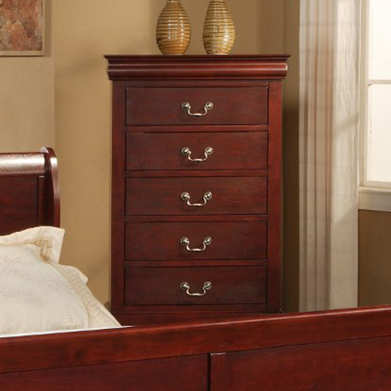 Louis Philippe II 5 Drawer Chest in Cherry Finish | DCG Stores