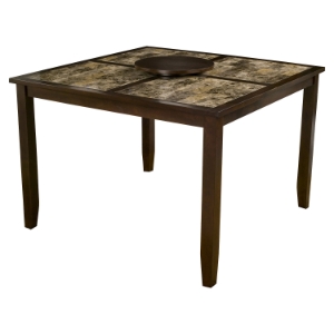 Capitola Faux Marble Pub Table - Espresso, 18" Lazy Susan 