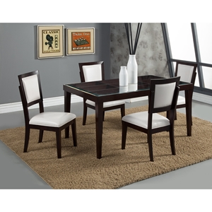 Midtown 5-Piece Dining Set with White Upholstered Chairs 