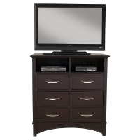 Del Mar TV Media Chest - 2 Console Openings, 6 Drawers, Dark Espresso
