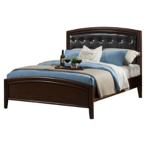 La Jolla Bed - Espresso, Upholstered Headboard 