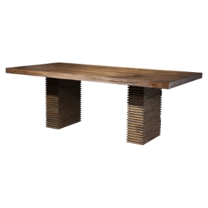 Napa Dining Table - Wine Bottle Storage, Salvaged Brown 