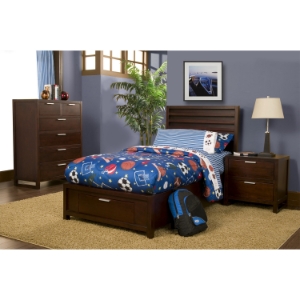 Camarillo Twin Storage Platform Bed Set - Merlot 