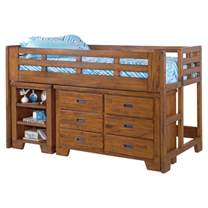 Heartland Low Loft Bed with Dresser - Spice Brown 