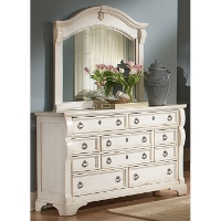 Heirloom Dresser and Mirror Set - Antique White, 10 Drawers