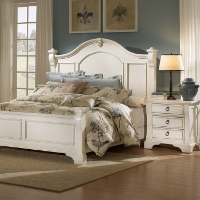 Heirloom Bedroom Set - Antique White, Posts, Bracket Feet