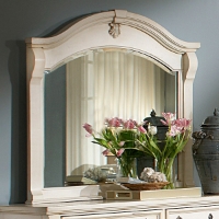 Heirloom Landscape Mirror - Antique White Frame, Beveled