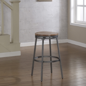 Stockton Backless Counter Stool - Slate Gray Frame, Golden Oak Seat 