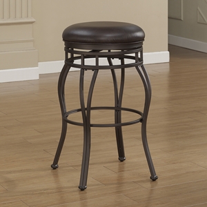 Villa Backless Tall Bar Stool - Taupe Gray, Russet Brown Bonded Leather 