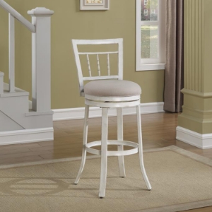 Palazzo Swivel Bar Stool - Antique White, Woven Fabric Seat 