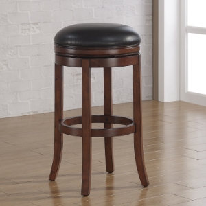 Stella Backless Tall Bar Stool - Medium Walnut, Java Bonded Leather 