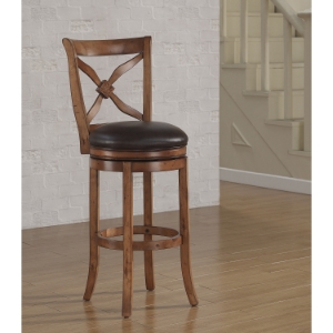 Provence Swivel Tall Bar Stool - Light Oak, Bourbon Bonded Leather 