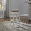 Aversa Backless Counter Stool - Antique White, Light Brown Fabric - AW-B2-204-26F