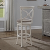 Accera Swivel Counter Stool - Antique White, Light Brown Fabric - AW-B2-205-26F