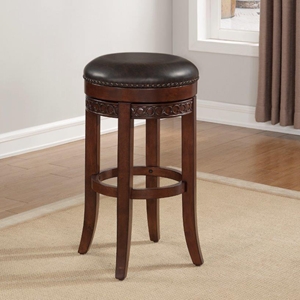 Conrad Backless Counter Stool - Cherry, Roast Bonded Leather 